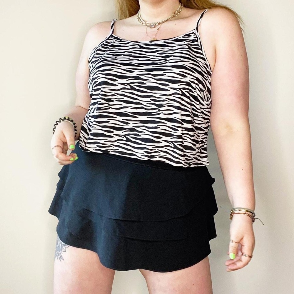 zebra print raw hem cropped cami